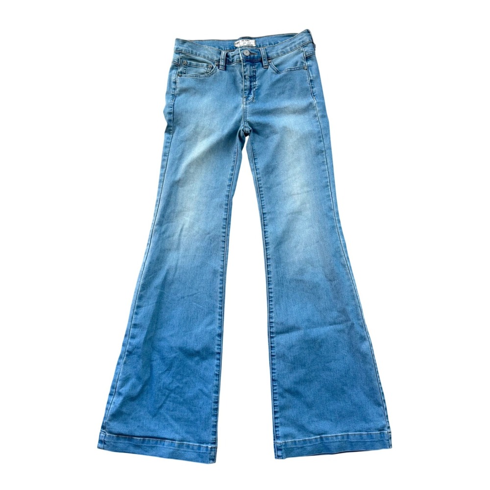 Free People Flare Jeans Women's 27 Light Wash Blue Denim Bell Bottom Boho